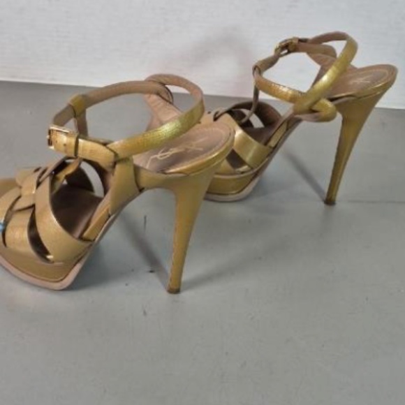 SAINT LAURENT YSL TRIBUTE GOLD HIGH HEEL SANDAL, EXCELLENT. COND AUTHENTICATED - Picture 1 of 4